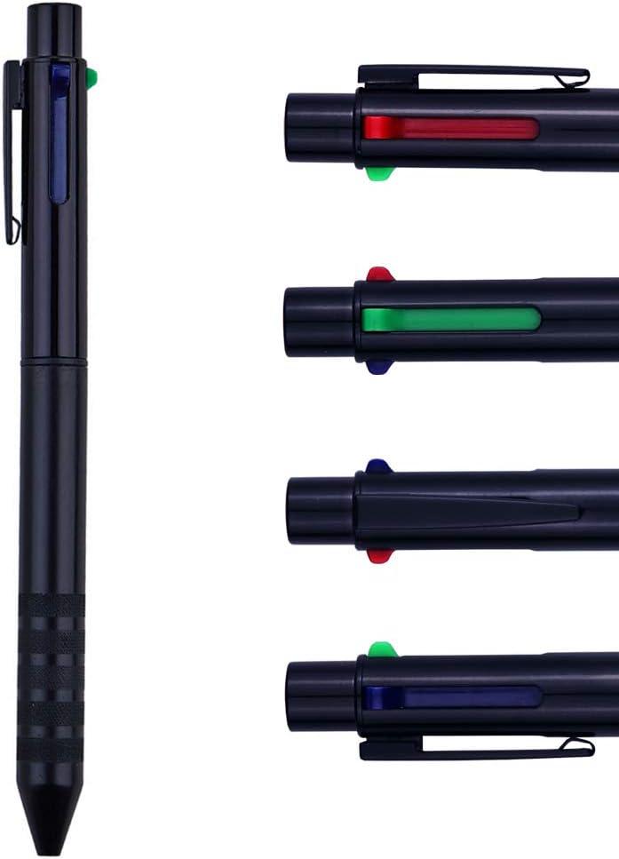 hetaocat multi color pen 4 in 1 multi function pen with black blue red green metal gel ballpoint pen 1count