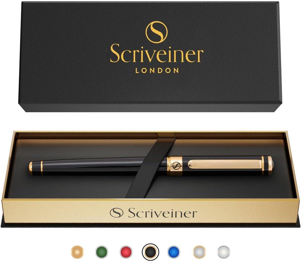 scriveiner black lacquer rollerball pen stunning luxury pen with 24k gold finish schmidt ink refill best gift