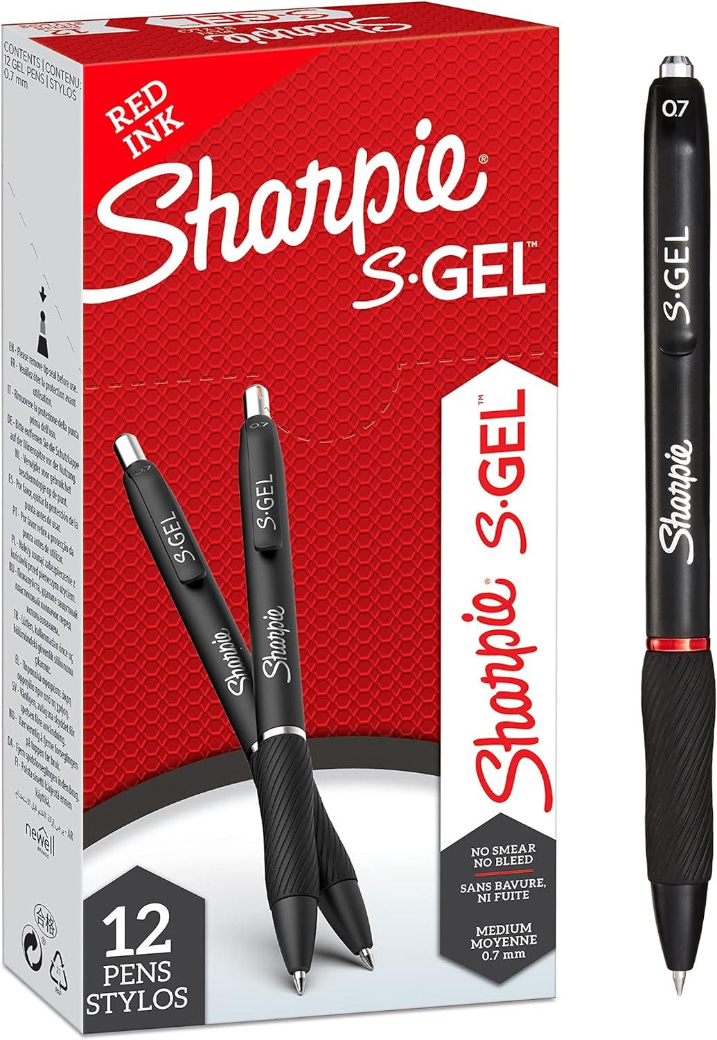 sharpie sgel gel pens medium point 0.7mm red ink 12 count  sharpie b08pfk8yk1