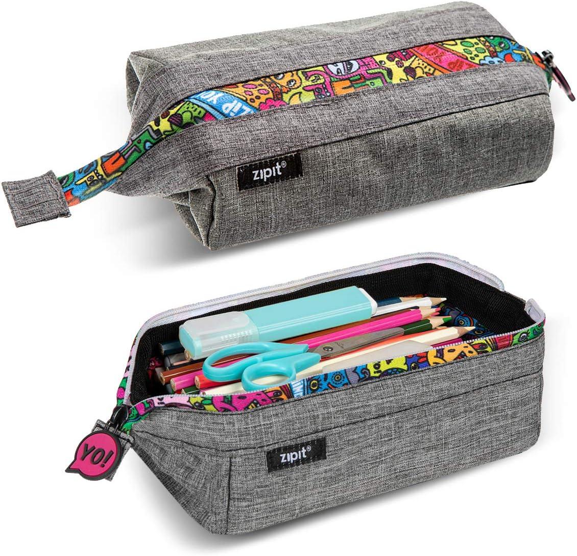 zipit lenny pencil case large capacity pencil pouch pencil bag for school college and office grey  zipit