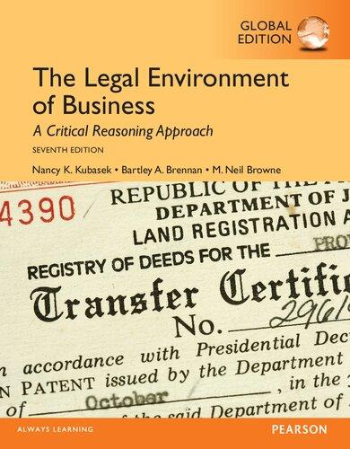 the legal environment of business 7th edition nancy kubasek 013354642x, 9780133546422