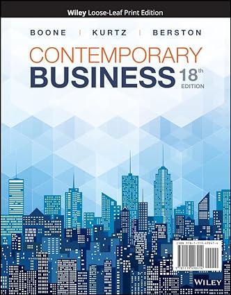 contemporary business 18th edition louis e. boone, david l. kurtz, susan berston 1119498414, 9781119498414