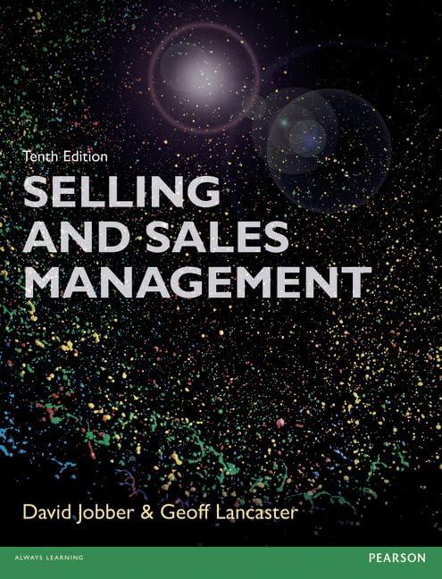 selling and sales management 10th edition geoffrey lancaster, david jobber 1292078006, 9781292078007