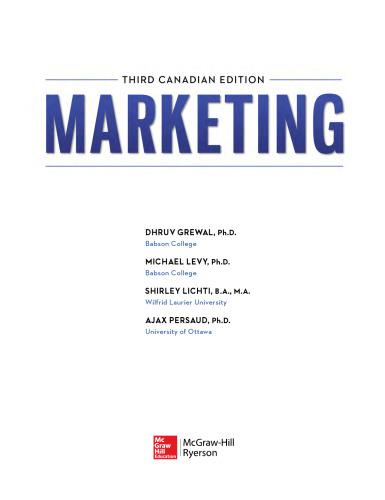 marketing 3ed canadian edition dhruv grewal ,  michael levy 9781259030659