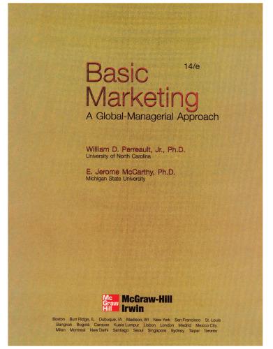 basic marketing a global managerial approach 14th edition william d. perreault, e. jerome mccarthy