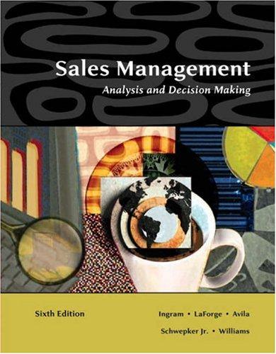 sales management analysis and decision making 6th edition ingram thomas et al. 9780324321050