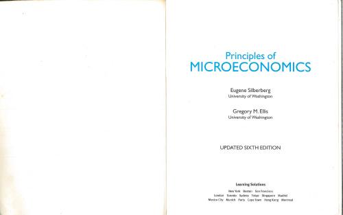 principles of microeconomics 1st edition eugene silberberg and gregory ellis 9780558519551