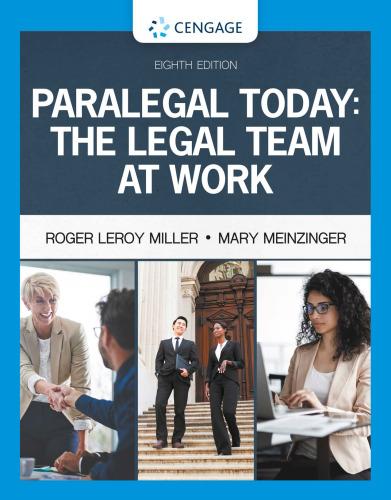 paralegal today: the legal team at work (mindtap course list) 8th edition roger leroy miller, mary meinzinger