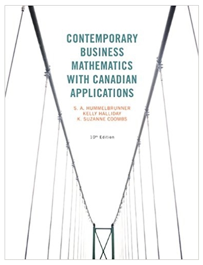contemporary business mathematics with canadian applications 10th edition s. a. hummelbrunner, kelly