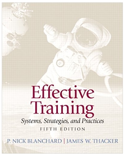 effective training systems strategies and practices 5th edition nick p blanchard, james thacker