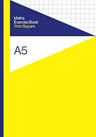 maths exercise book 7mm square a5 0 7cm squares notebook / jotter for school / children / college yellow and