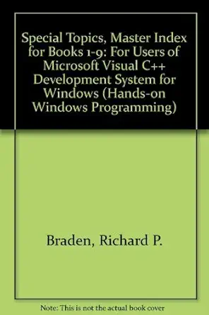 special topics master index for books 1 9 for users of microsoft visual c++ development system for windows