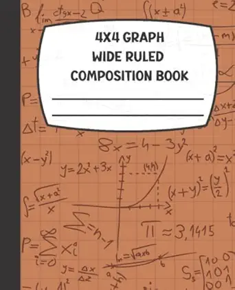 4x4 graph wide ruled composition book brown math 7 5 x 9 25 100 pages 1st edition d one publications