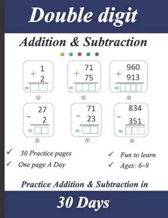 double digit addition and subtraction workbook 30 practice pages one page a day practice addition and