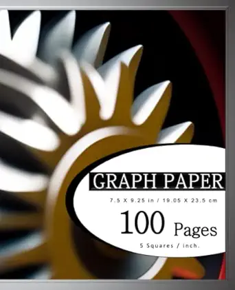 100 graph white paper notebook quad ruled 5 squares per inch with colorful glossy cover math physics and