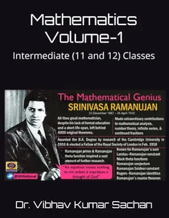 mathematics volume 1 intermediate classes 1st edition dr vibhav kumar sachan 1678861359, 978-1678861353