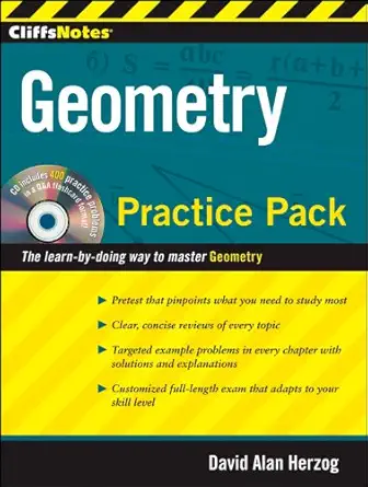cliffsnotes geometry practice pack with cd csm pap/cd edition david a herzog 0470488697, 978-0470488690
