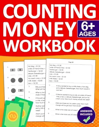 counting money workbook for ages 6+ money workbook with money and shopping problems exercises for 1st grade