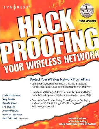hackproofing your wireless network 1st edition syngress 1928994598, 978-1928994596