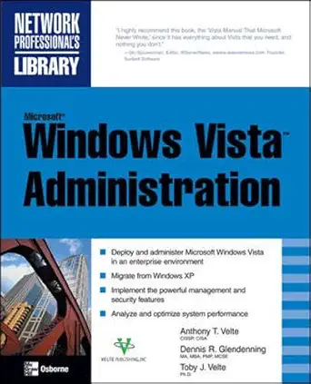microsoft windows vista administration 1st edition anthony velte ,dennis glendenning ,toby velte 0071493034,