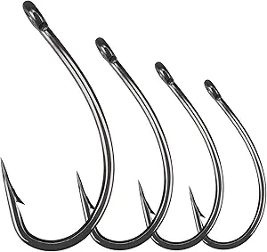 luroad 50pcs barbed carp coarse eyed fishing hook available in teflon coated curved shank hook and wide gap