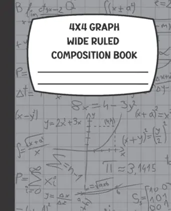 4x4 graph wide ruled composition book gray math 7 5 x 9 25 100 pages 1st edition d one publications b0b5x4dlmz