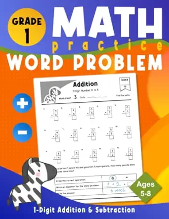 1st grade math practice 1 digit addition and subtraction workbook word problems ages 5 8 1st edition eric
