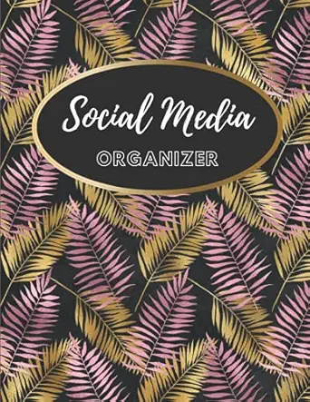 social media organizer beautiful pink and gold fern planner to increase followers and market yourself online