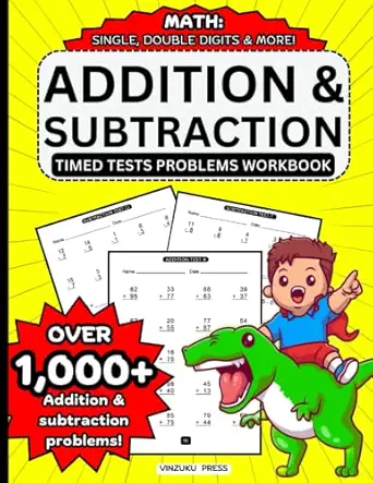 addition and subtraction timed tests math problems workbook 100 days timed math exercises test pages add and