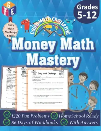 daily math challenge money math mastery workbooks for grades 5 12 timed math tests 1220 fun problems