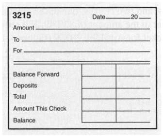 Complete the check stub for the check you wrote in