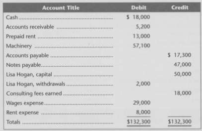 Hogan's Consulting showed the following trial balances for its first