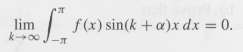 If f is integrable on [-Ï€, -] and a ˆˆ