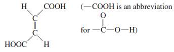 Fumaric acid, C4H4O4, occurs in the metabolism of glucose in