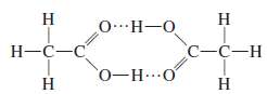 Acetic acid, CH3COOH, forms stable pairs of molecules held together