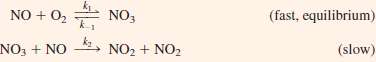 Nitrogen monoxide, NO, reacts with oxygen to produce nitrogen
dioxide.
2NO(g)+ O2(g)