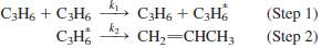 The isomerization of cyclopropane, C3H6, is believed to occur by