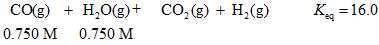 Determine the equilibrium concentrations for this chemical reaction with the