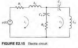 Obtain the differential equations for the circuit in Figure E2.15