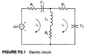 An electric circuit is shown in Figure P2.1. Obtain a