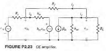 The small-signal circuit equivalent to a common-emitter transistor amplifier is