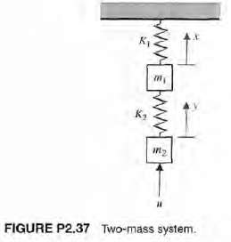 A two-mass system is shown in Figure P2.37 with an