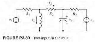 Obtain the state equations for the two-input and one-output circuit