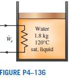 An insulated piston-cylinder device initially contains 1.8-kg saturated liquid water