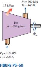 Helium is to be compressed from 105 kPa and 295