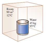 A container filled with 45 kg of liquid water at