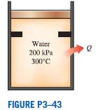 Water initially at 200 kPa and 300oC is contained in