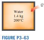 A rigid tank initially contains 1.4-kg saturated liquid water at