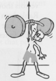 When the athlete holds the barbell overhead, the reaction force