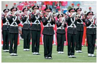A formation of a marching band has 10 marchers in